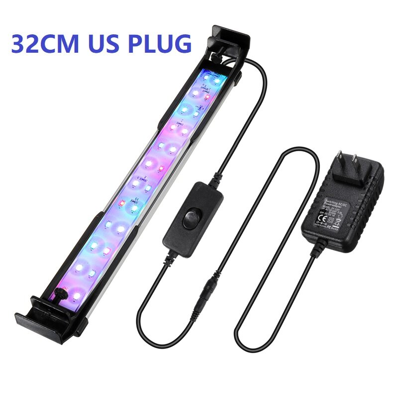 32CM 24LED RGB Aquarium Fish Tank Light 2 Modes Double Drainage Water Grass Lamp