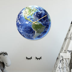Creative North/South America Luminous Earth Wall Clock Mute Wall Clock Quartz Wall Clock For Home Office Decorations