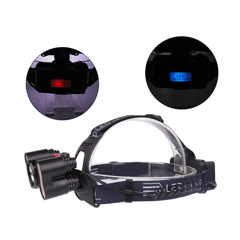 2500LM T6+2* SMD Light Headlamp 18650 Battery USB Interface 4 Modes Waterproof Camping Bike Bicycle Cycling Hiking Fishing Light