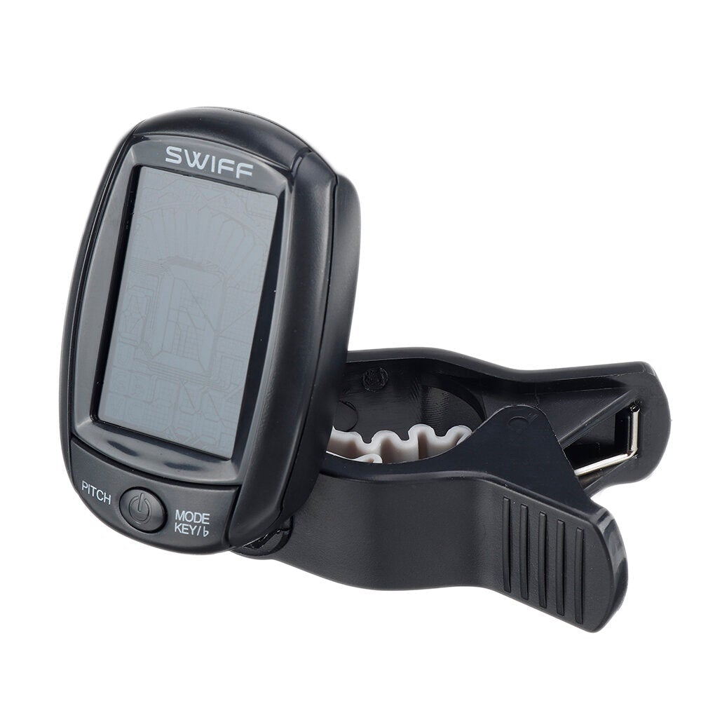 Rotatable Clip-on Tuner LCD Colorful Display Supports Vibration & Microphone Tuning for Chromatic Guitar Ukulele