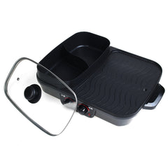 220V 1500W 2 IN 1 Electric Grill Pan Hot Pot Multi-function BBQ Frying Cook Grill Non-stick