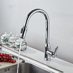 Brass Pull Out And Splash Proof Faucet Hot Cold Mixing Dual Mode Kitchen Sink Wash Basin Tap
