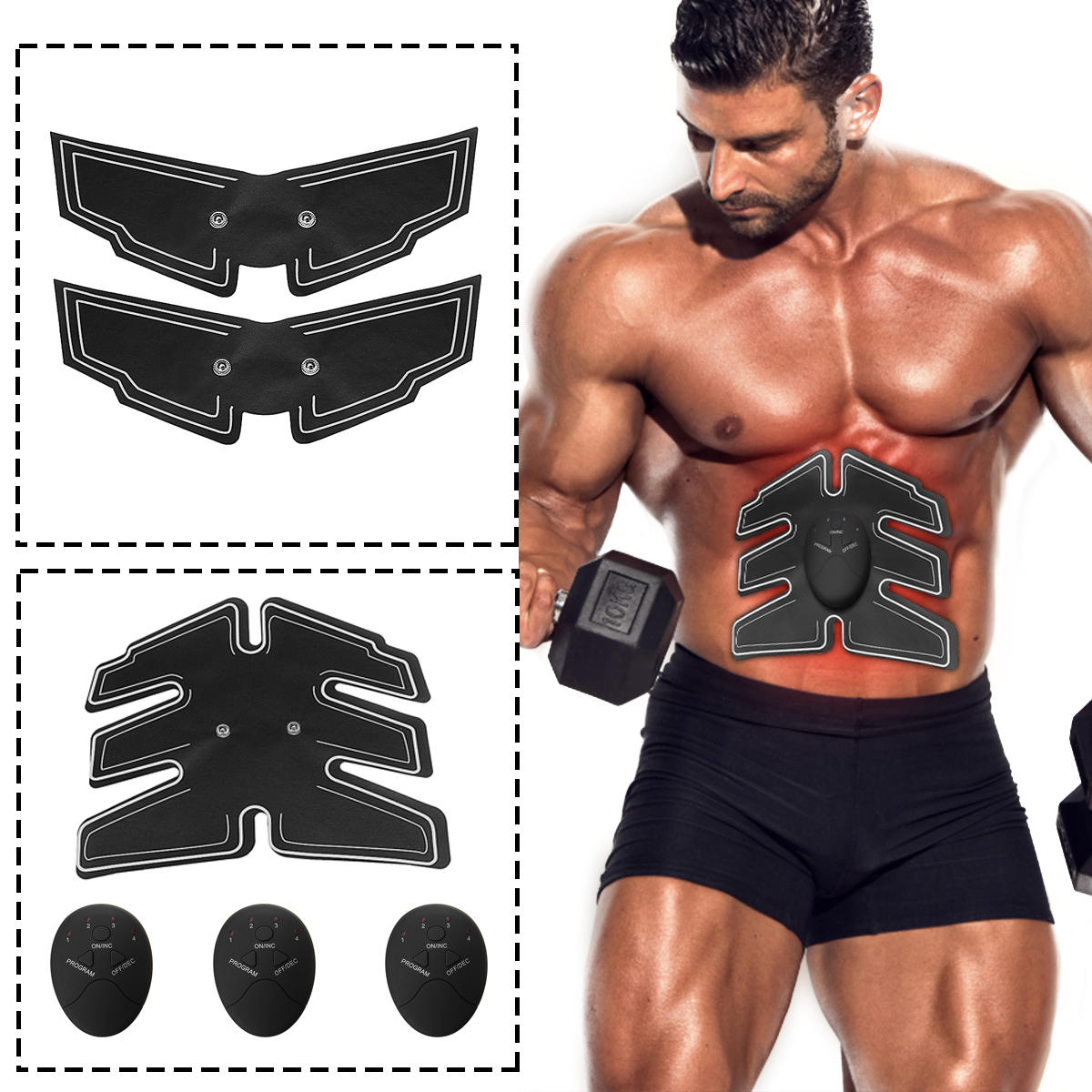 12V Men Women Abdominal Muscle Exerciser + Arm Muscle Exerciser Fitness Muscle Trainer