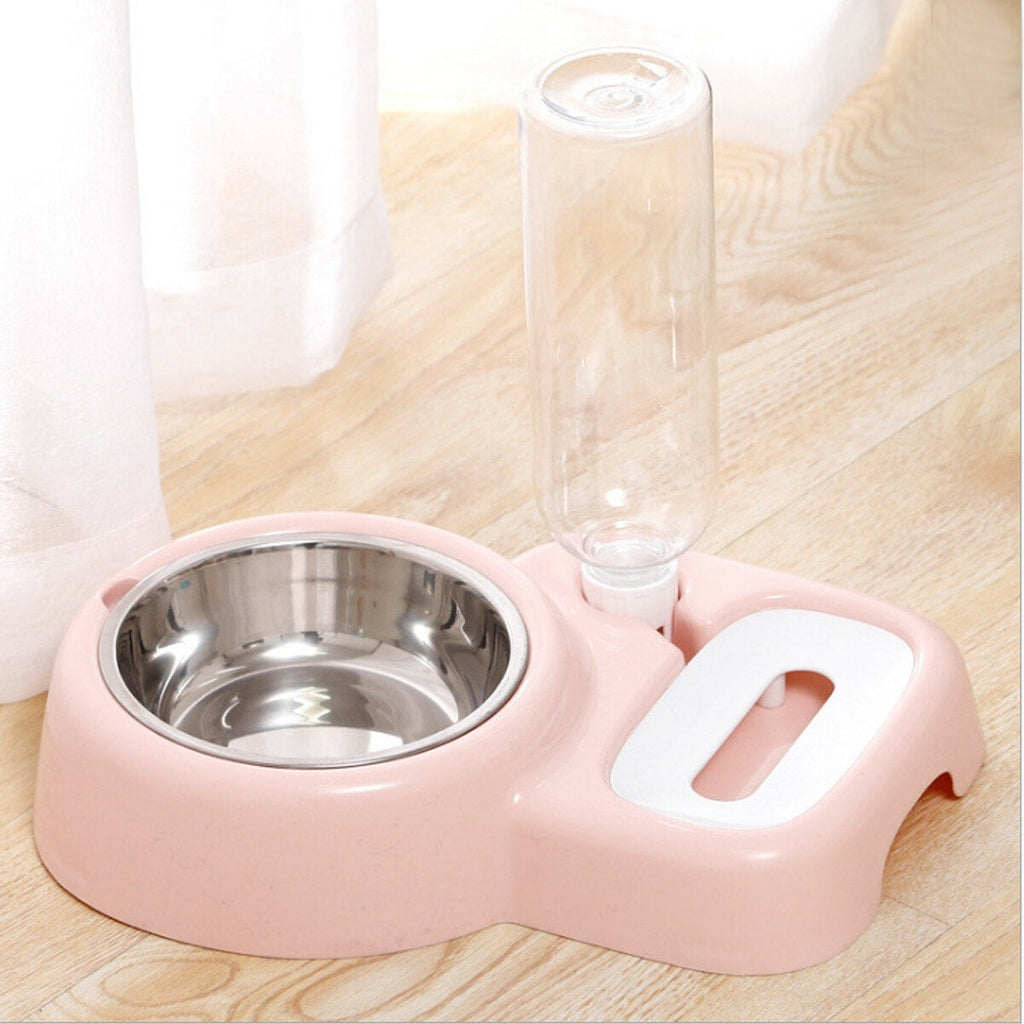 2 In 1 Autoxic Pet Bowl 500ml Adjustable Drinking Fountain Dog Cat Food Feeder