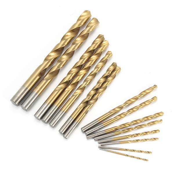 15pcs 1.5-10mm Twist Drill Bits Titanium Coated HSS Twist Drill