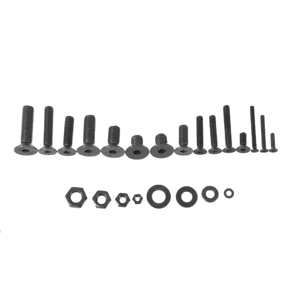 1220Pcs M2 M3 M4 M5 Carbon Steel Flat Head Countersunk Hex Socket Screw Hex Screw Nuts Assortment Kit