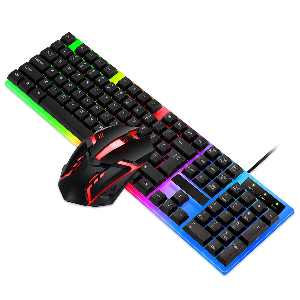 Wired Keyboard & Mouse Set 104 Keys USB Wired Keyboard 2400DPI Mouse RGB Backlit Gaming Keyboard Mouse Combo