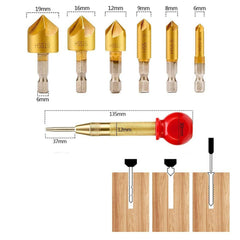 23Pcs Chamfer Countersink Drill Bit 6pcs 1/4 Inch Hex 5 Flute 90 Degree Countersink Drill Bits