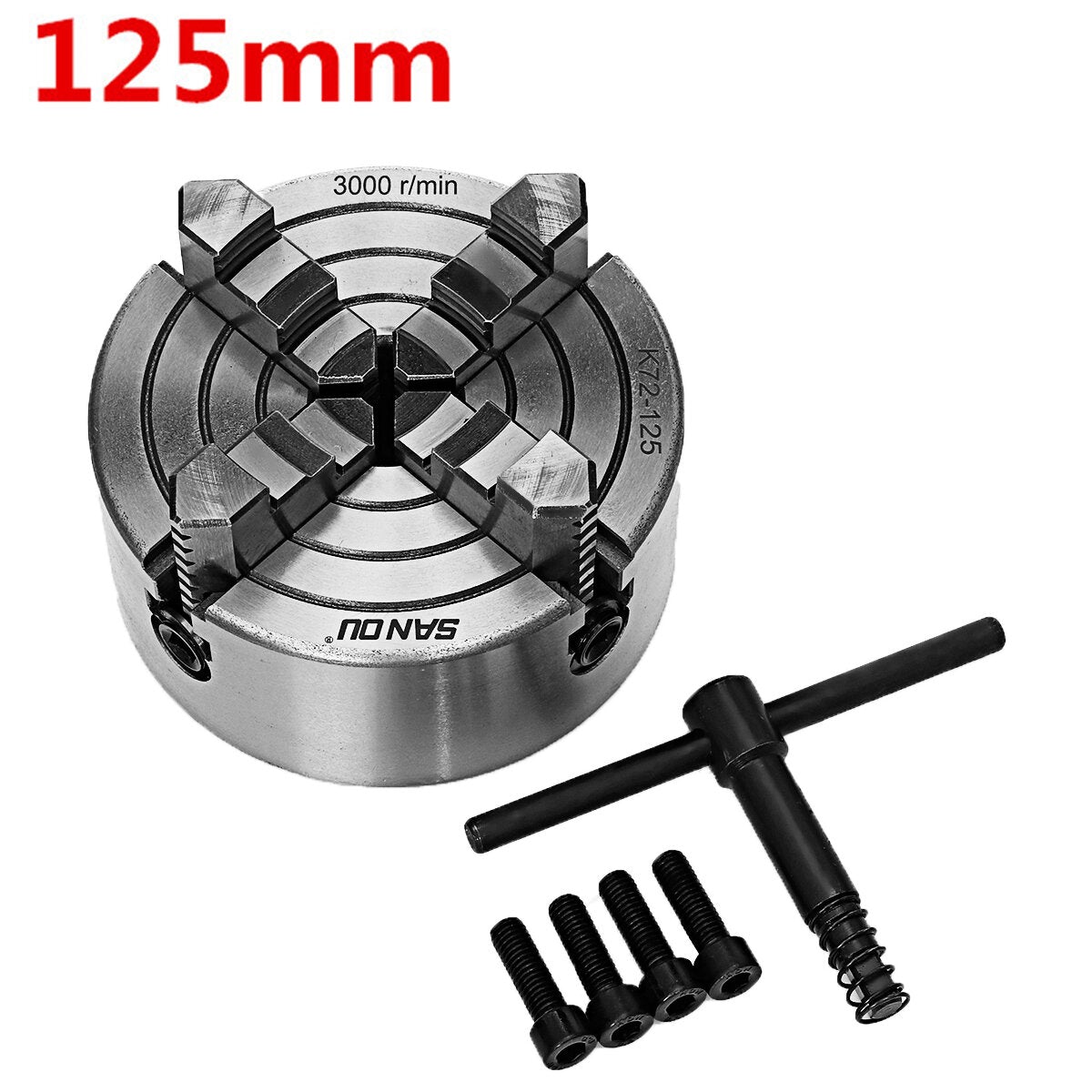 Lathe Chuck 80/100/125mm 4 Jaw Independent Hardened Reversible Tool