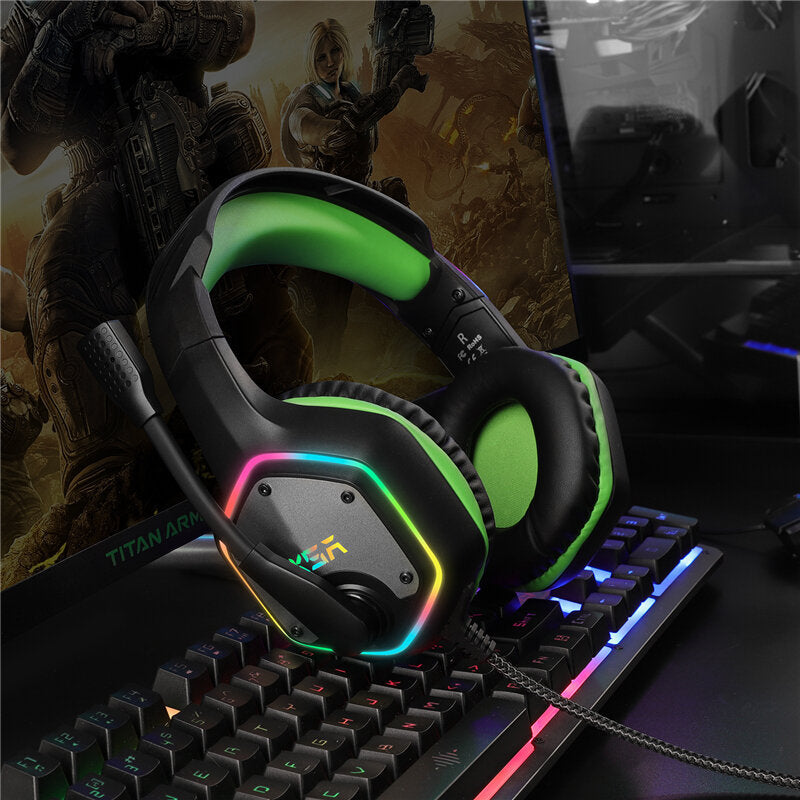 Gaming Headphone 7.1 Virtual Surround RGB Light USB Professional Gaming Headset with Noise Cancelling Mic for PC Laptop