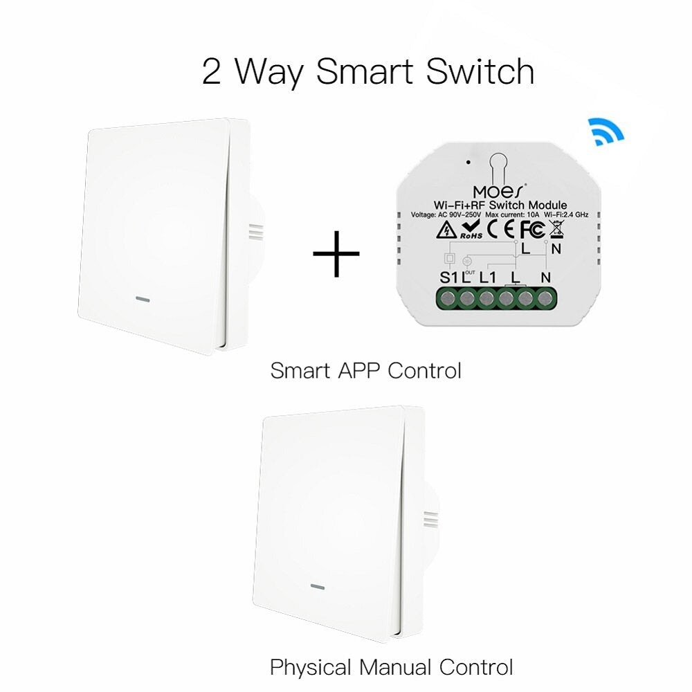 Mini WiFi RF433 Smart Relay Switch Module Smart Life/Tuya App Control for Alexa Google Home 1 Gang 1/2 Way