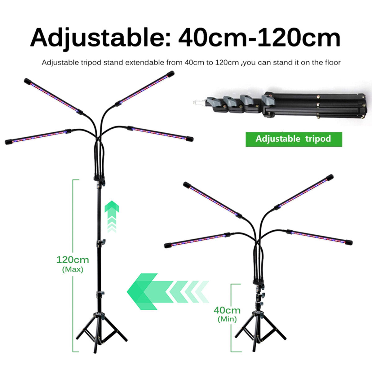 Remote Control 4 Heads LED Grow Light Plant Growing Lamp Lights with Tripod for Indoor Plants