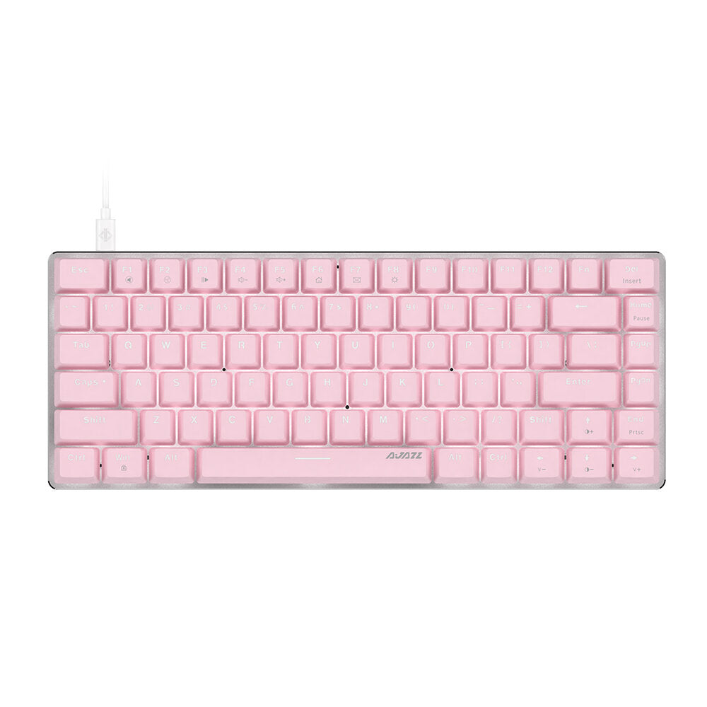 82 Keys Mechanical Keyboard Type-C Wired Mechanical Switch LED White Backlight Pink Gaming Keyboard