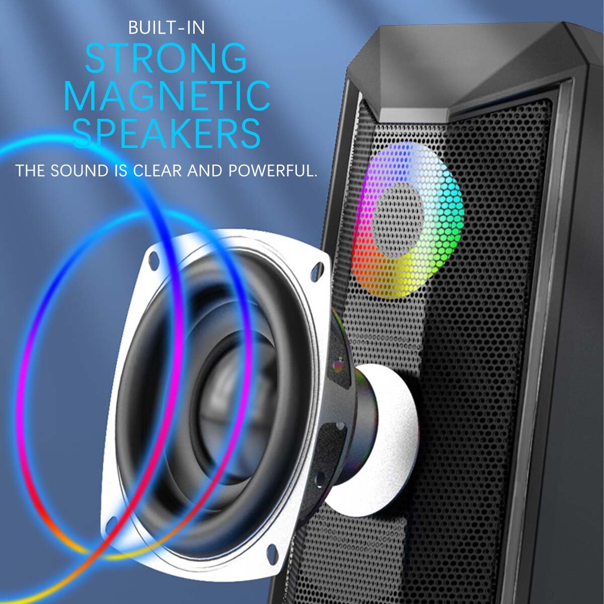 Lighting USB Power Wired Computer Speakers Stereo 3.5mm Jack for PC Laptop