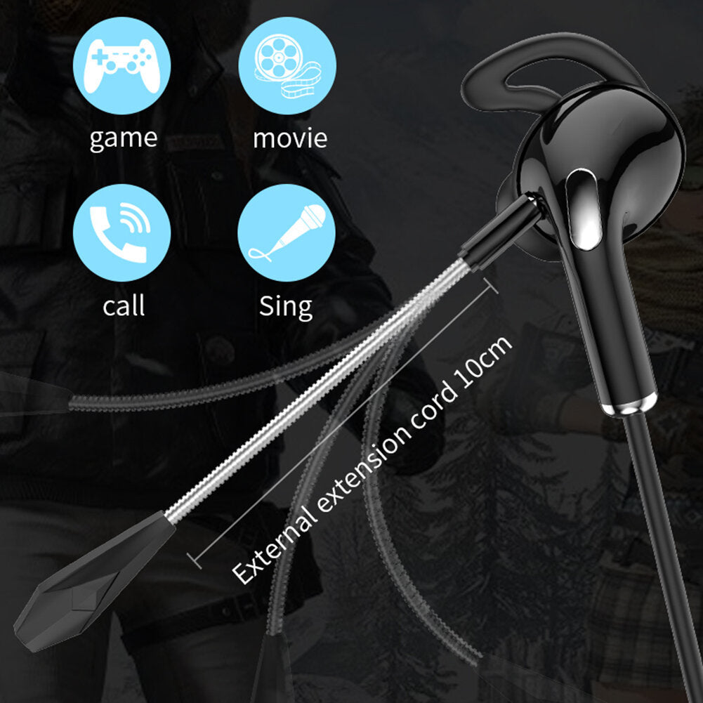 Wired Earphone 7.1 Surround Stereo 13MM Dynamic Earbuds 3.5MM In-Ear Gaming Headset with Detachable Dual Mic
