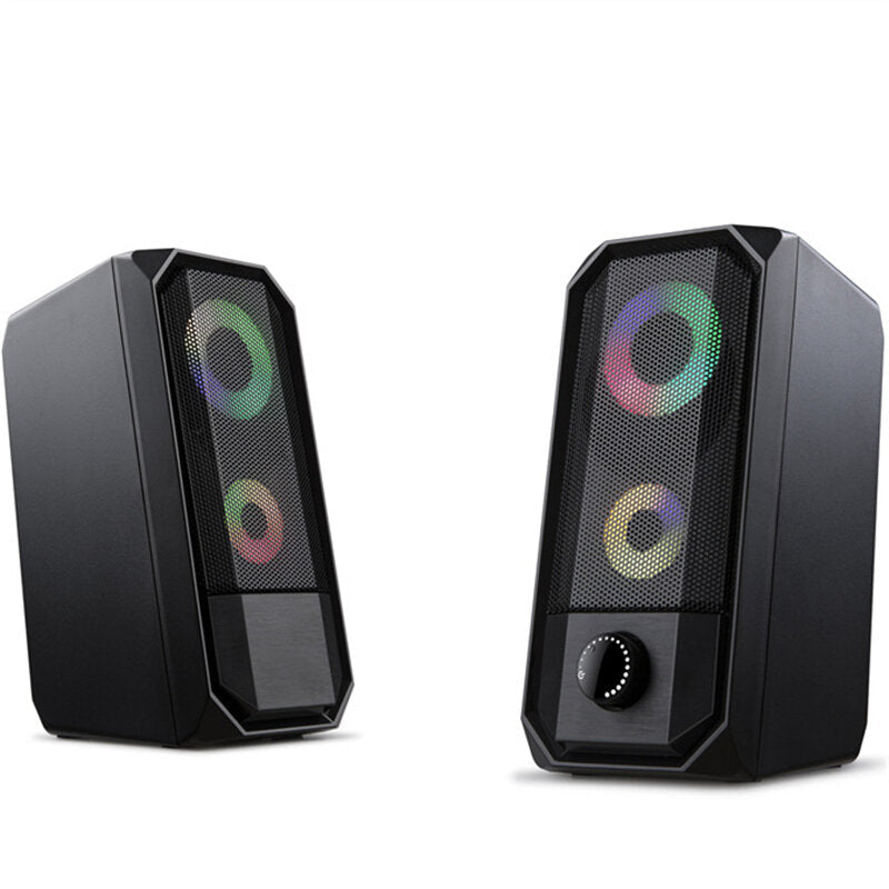 Wired Computer Speaker 10W Stereo Bass RGB Luminous USB 3.5mm Desktop Soundbar Multimedia Speaker