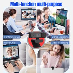 Wired Computer Webcam 1080P 5MP Auto Focus 360 Degree Rotatable Webcam With Privacy Cover Design For Video Calling Meeting
