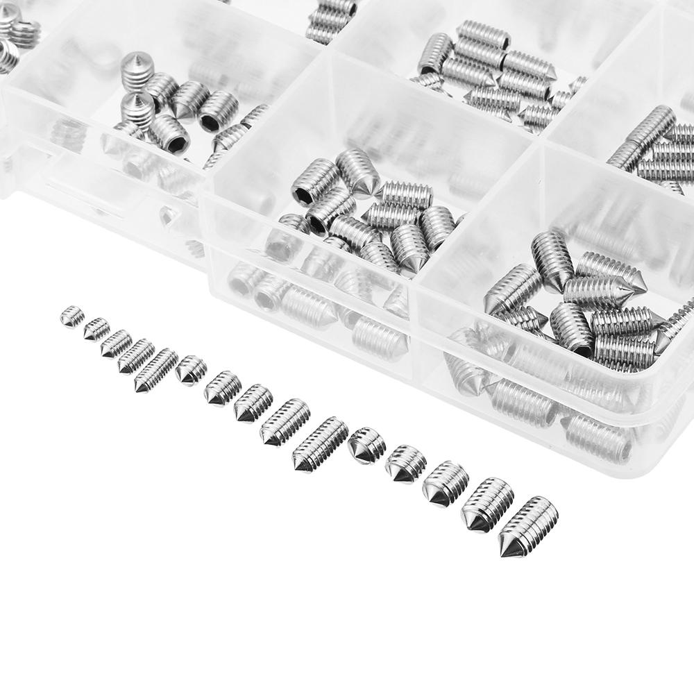 M3/M4/M5 300Pcs Allen Hex Socket Set Grub Screw Cone Point 3-10mm Assortment Kit