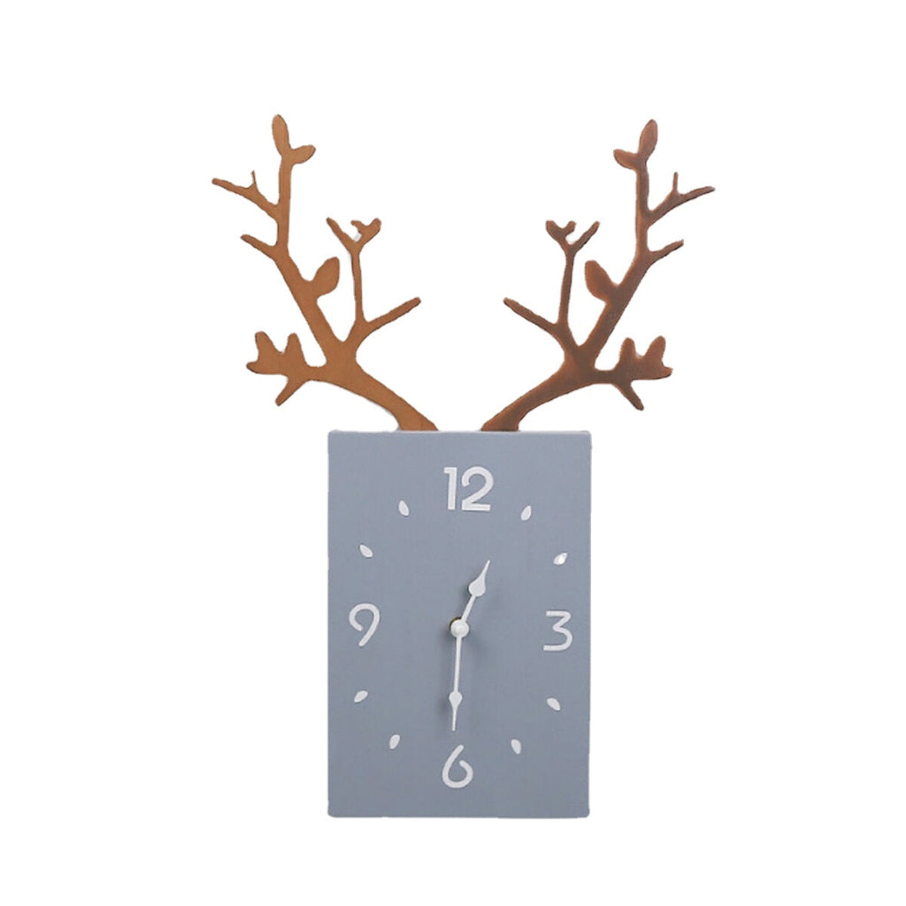 50 x 35cm Simple Wooden Antler Wall Clock Roman Numerals Wall Home Office Decor