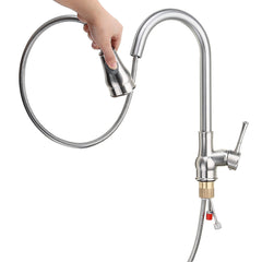 Kitchen Sink Faucet Pull Out Sprayer 360 Rotate Single Handle Mixer Tap Copper