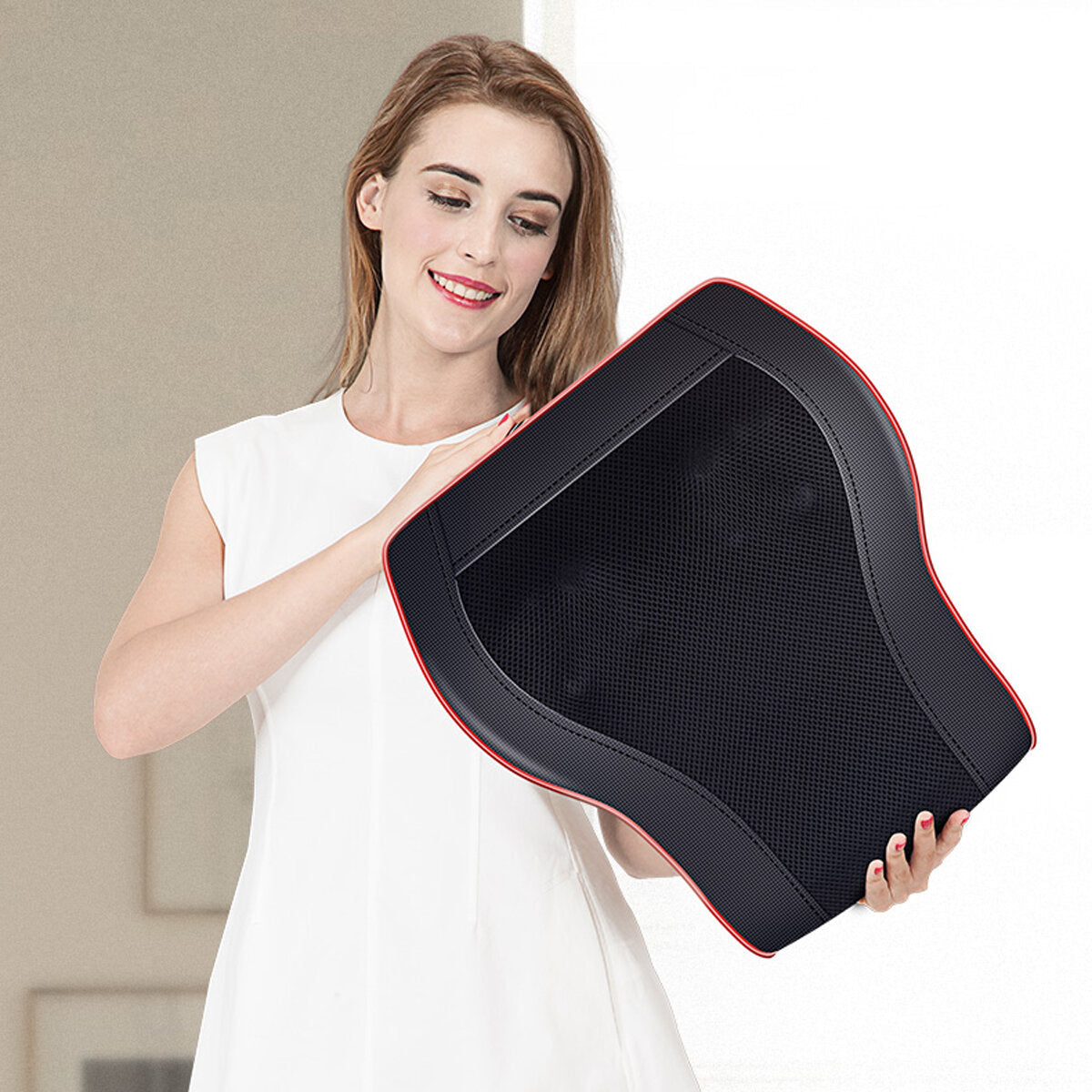 8D Surrounding Kneading Massager Pillow Back Neck Massage Lumbar Heat Cushion 3 Gears Adjustment