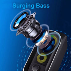 Mini Speaker Deep Bass RGB Streamer Light Effect 3.5mm USB Powered Desktop Loudspeaker for Laptop Computer Phone