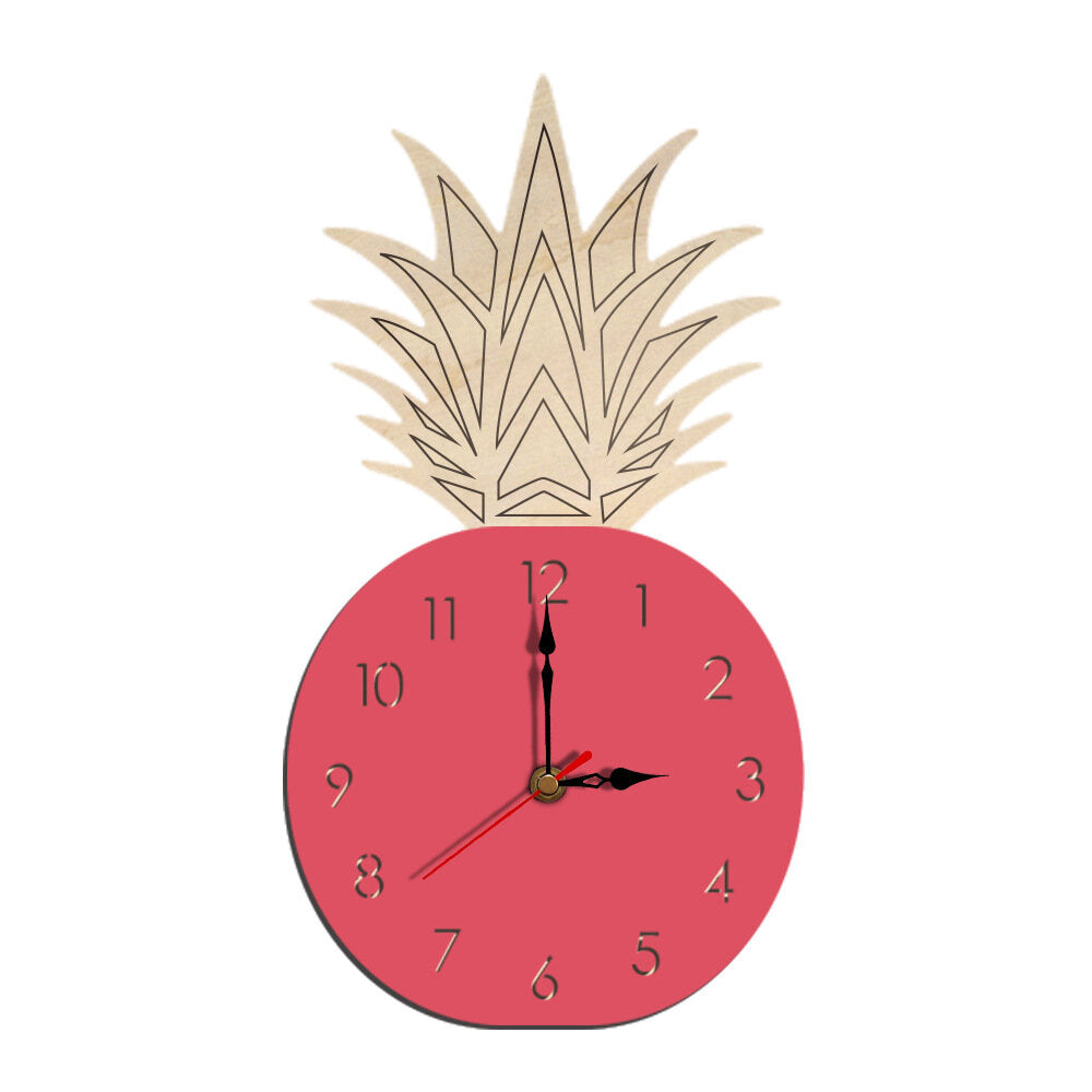 Creative Fruit Pineapple Wall Clock Acrylic Wood Clock for Livingroom Children Bedroom Cartoon Decorative