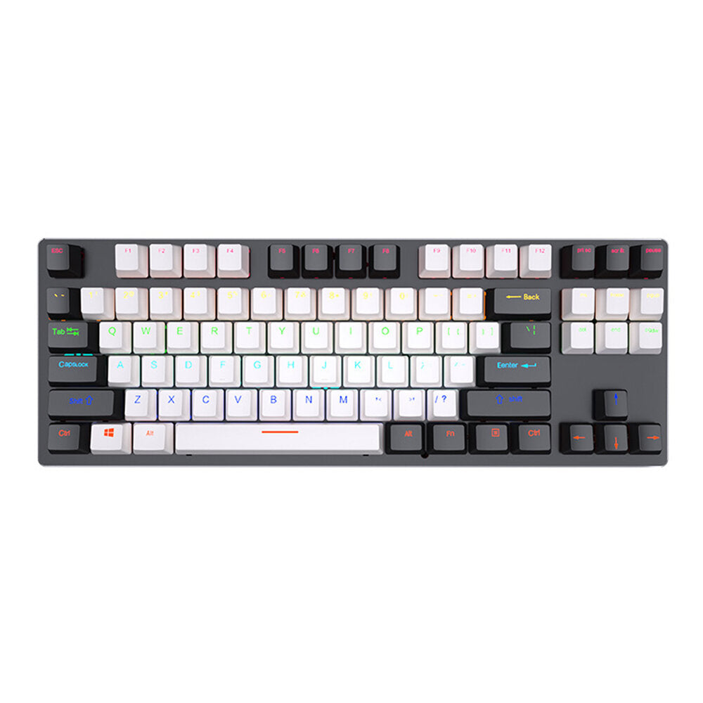 Mechanical Keyboard 87 Keys Suspended Translucent Keycaps Blue/Red Switch Colorful Backlit USB Wired Gaming Keyboard for Desktop Laptop Gamer