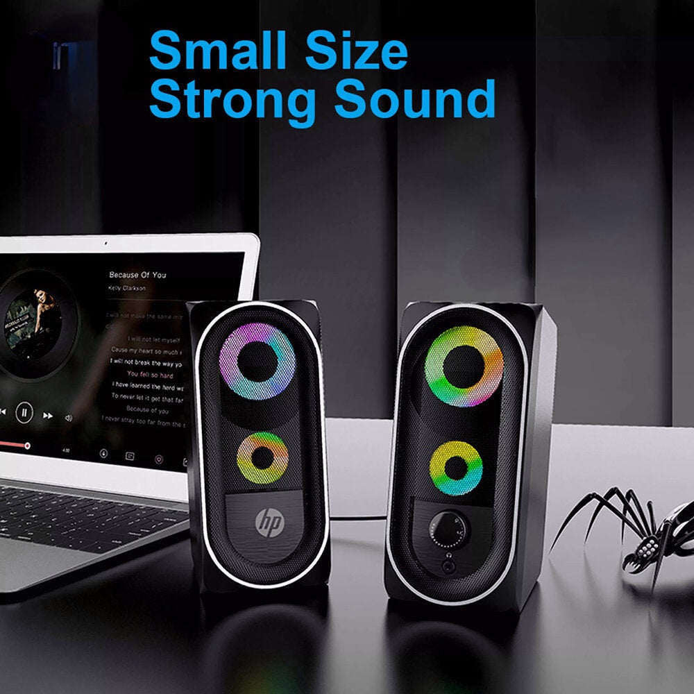 Mini Speaker Deep Bass RGB Streamer Light Effect 3.5mm USB Powered Desktop Loudspeaker for Laptop Computer Phone