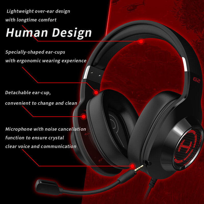 Gaming Headphone Game Headset 50mm Driver Unit 7.1 Surround Sound RGB Light Stereo Headphones with Noise Reduction Mic for PS4 Xbox PC Laptop