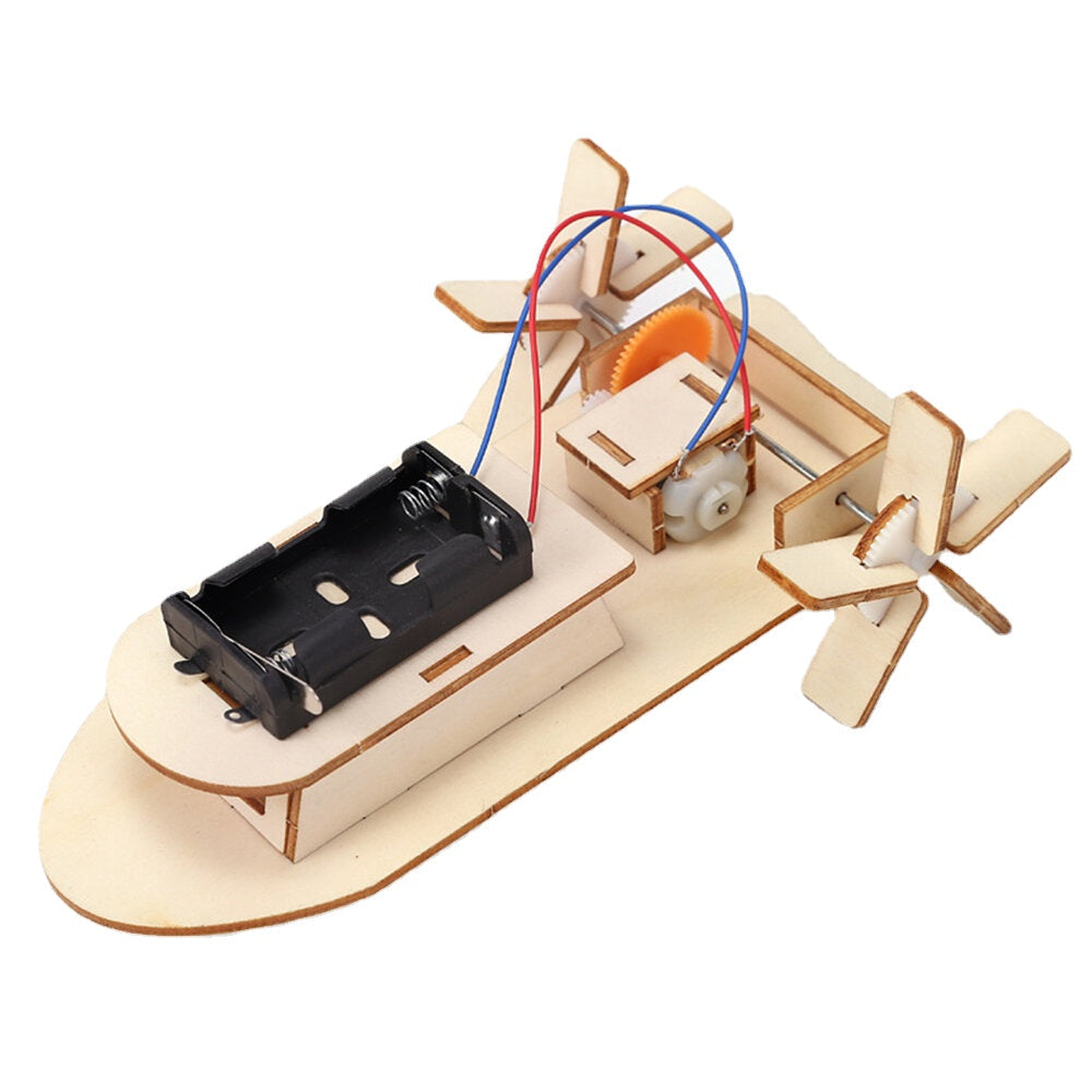 Handmade DIY Toys Wood Electric Car Plane Ship Helicopter Toys STEAM Development Puzzles For Children