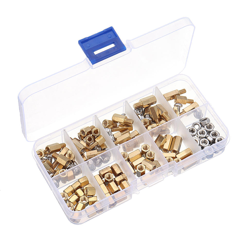 M4BH2 136Pcs M4 Brass Hex Column Standoff Support Spacer Pillar For PCB Board Screw Nut Assortment Set