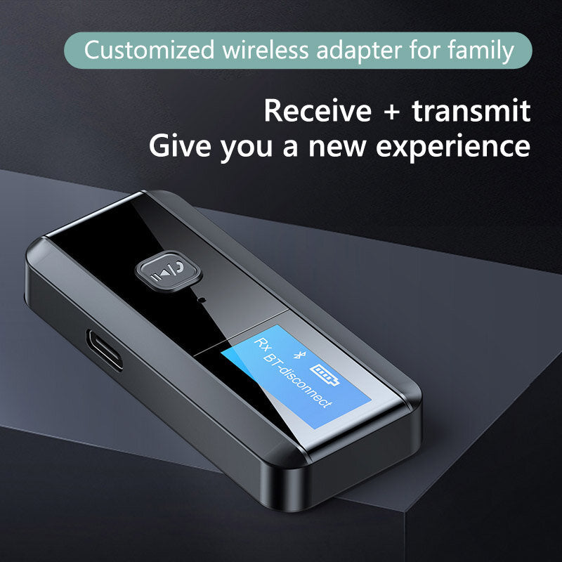 Bluetooth 5.0 Adapter Wireless Receiver Transmitter LCD Display AUX 3.5MM Music Stereo for Car TV PC Handsfree Kit