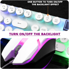 Rainbow Backlit USB Wired 104Key Mechanical Keyboard and 1600 DPI LED Mouse Combo