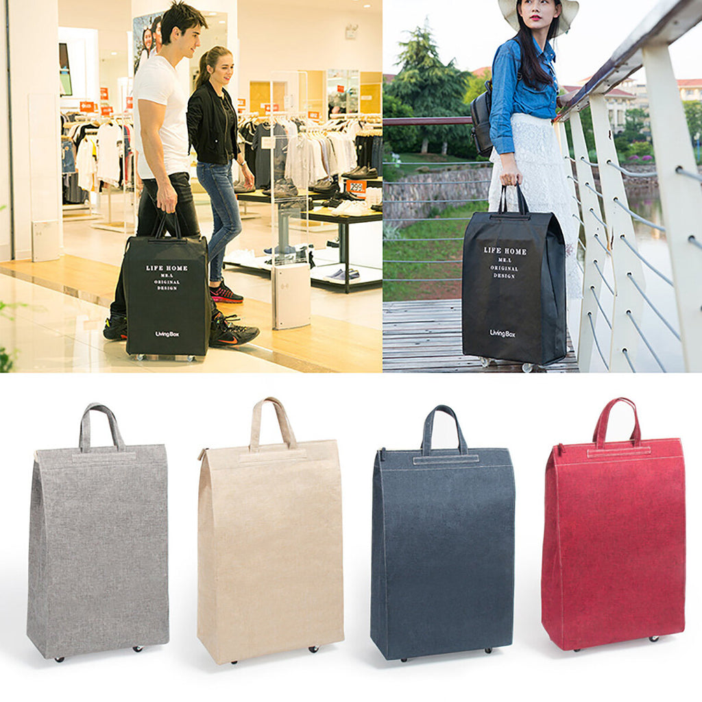 2 In 1 Pulley Bag Shopping Bag Portable Luggage Bag Camping Travel Storage Handbag