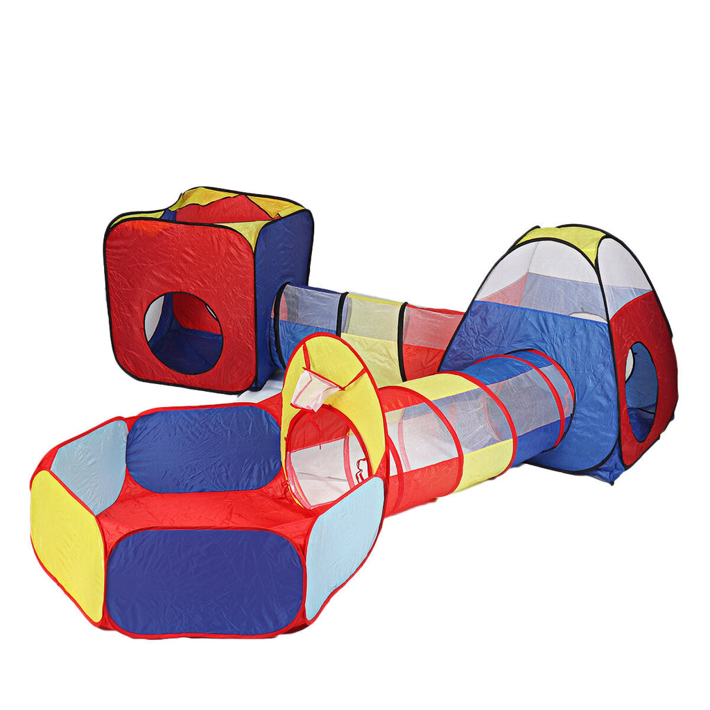 5-in-1 Kids Play Tent Tunnel Ball Pit Set Children Playhouse Folding Portable Baby Game Tent Girls&Boys Gifts