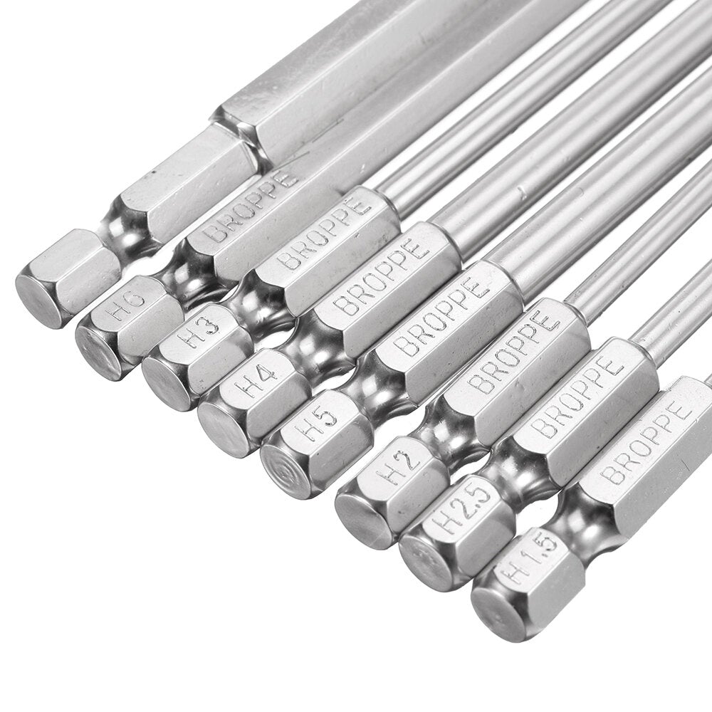 8Pcs 1/4" 100mm Hex Screwdriver Bits 1.5-8mm Magnetic Electronic Drill S2 Steel Hexagonal Screw Driver Bit Set Power Driver Tools