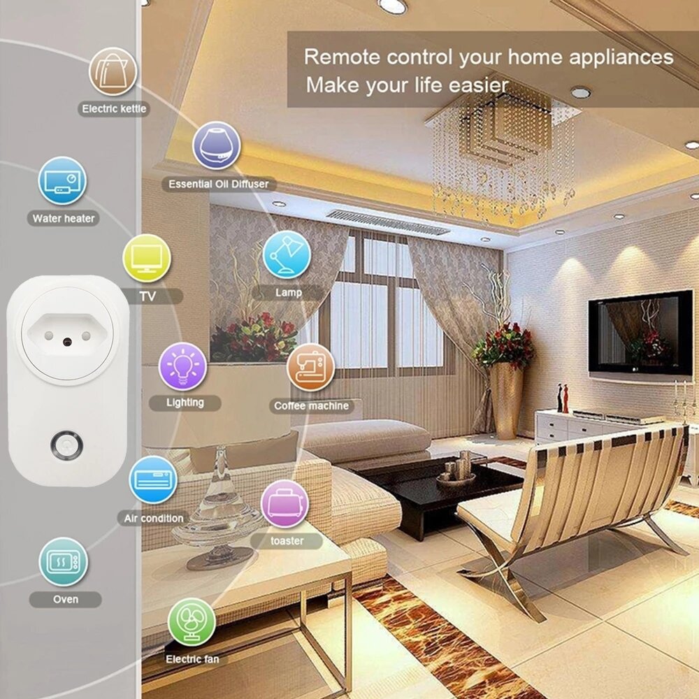 Smart WiFi Socket Wireless Remote Control Voice Control Smart Power Socket With Power Monitor