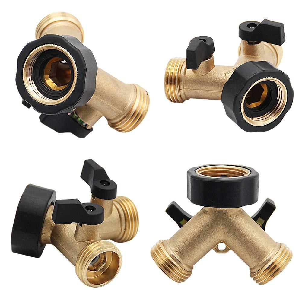 3/4 Inch 2 Way Brass Hose Faucet Manifold Garden Tap Splitter Water Segregator Pipe Divider Switcher Control Shut Off Valve Y-Type Ball