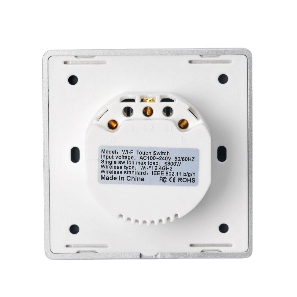 Wifi 1Gang Smart Switch EU Standard Metal Frame Wire Drawing Light Control Switch WF-WS011 100-240V 2.4 GHz