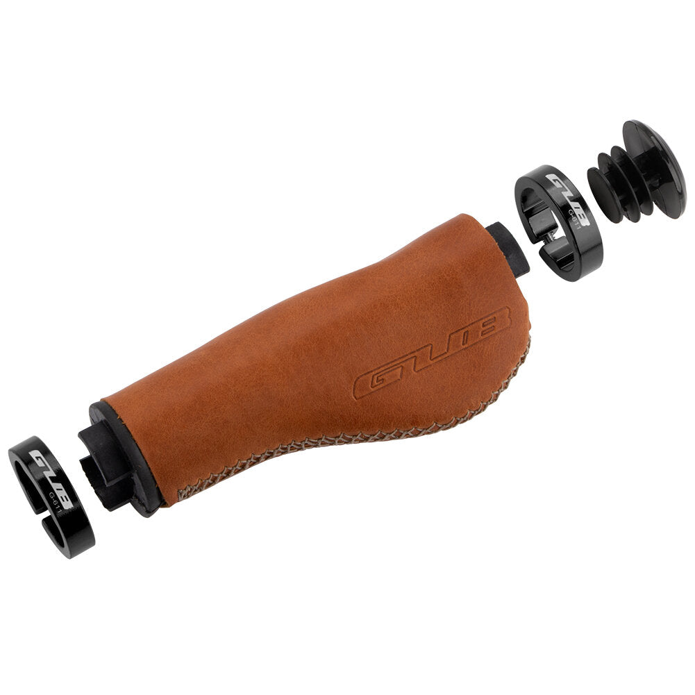 Cow Leather MTB Bike Handlebar Cover Aluminum Alloy Lock Ring Ergonomic Handle Grip For 22.2mm Cycling Handlebar