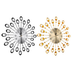 21.3'' Luxury Peacock Estink Metal Diamonds Decorative Wall Clock Living Room