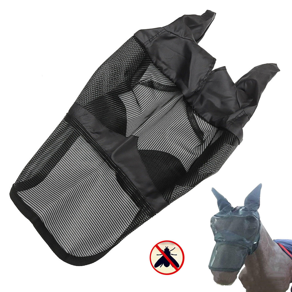 Equestrian Horse Anti-flies Anti-UV Mask Hood Horse Full Face Mesh Fleece Padded Midges