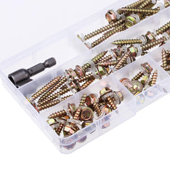 60Pcs M5 Colored Hex Drive Washer Head Screw 19-50mm Self Tapping Wood Bolt w/ 2Pcs Sockets Kit