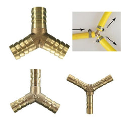 6/10/14mm Solid Brass Y Connector 3 Ways Hose Joiner Barbed Splitter