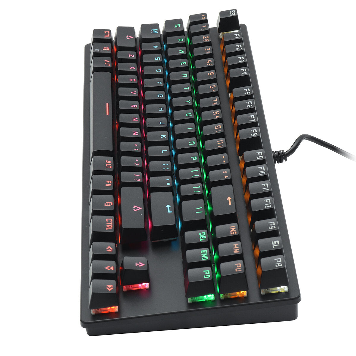 Wired Mechanical Keyboard 87 Keys Hot Swappable Blue Switch Suspended Keycaps RGB Backlit Gaming Keyboard with Supplement Blue Switches Keycap Puller