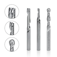 12 Pcs Carbide End Mill Cutter 1/8" Cnc Router Bits Double Flute Tools 1 Flute Single Edged Milling Cutter
