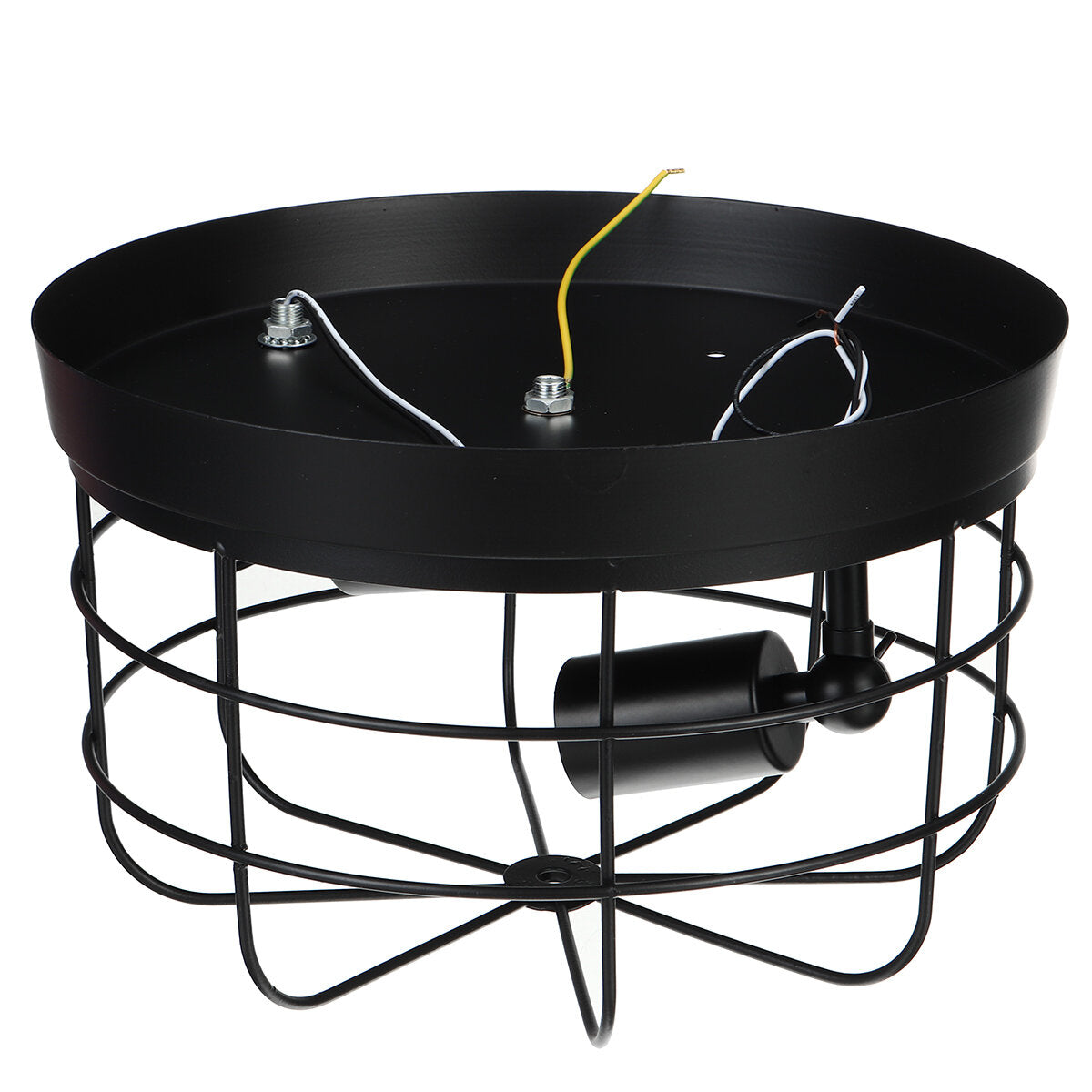 Industrial Vintage Metal Round Pendant Lamp Semi Flush Mount Ceiling Light Shade Without Bulb