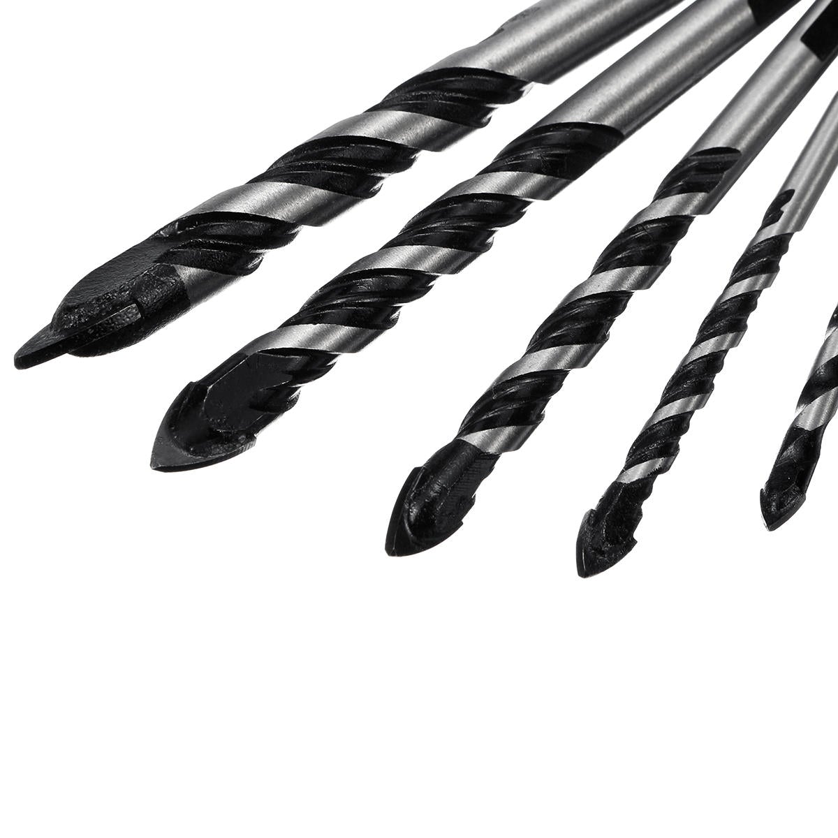 5pcs 5-12mm Black Triangle Twist Drill Bit Concrete Glass Ceramic Tile Marble Set