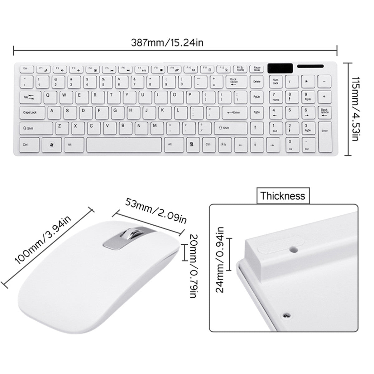 Ultra Thin 2.4GHz Wireless 101 Keys Keyboard and 1000DPI Mouse Combo Set With Keyboard Cover